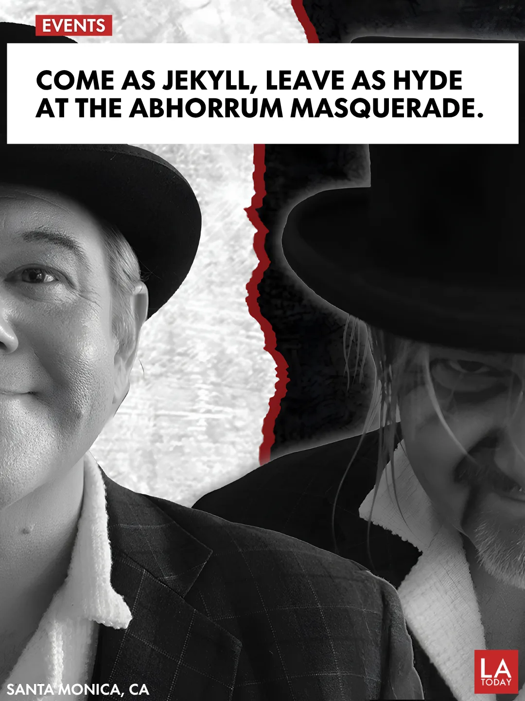 LA Today cover for the Abhorrum Masquerade, a Jekyll and Hyde masquerade ball in Santa Monica on October 17, 2026