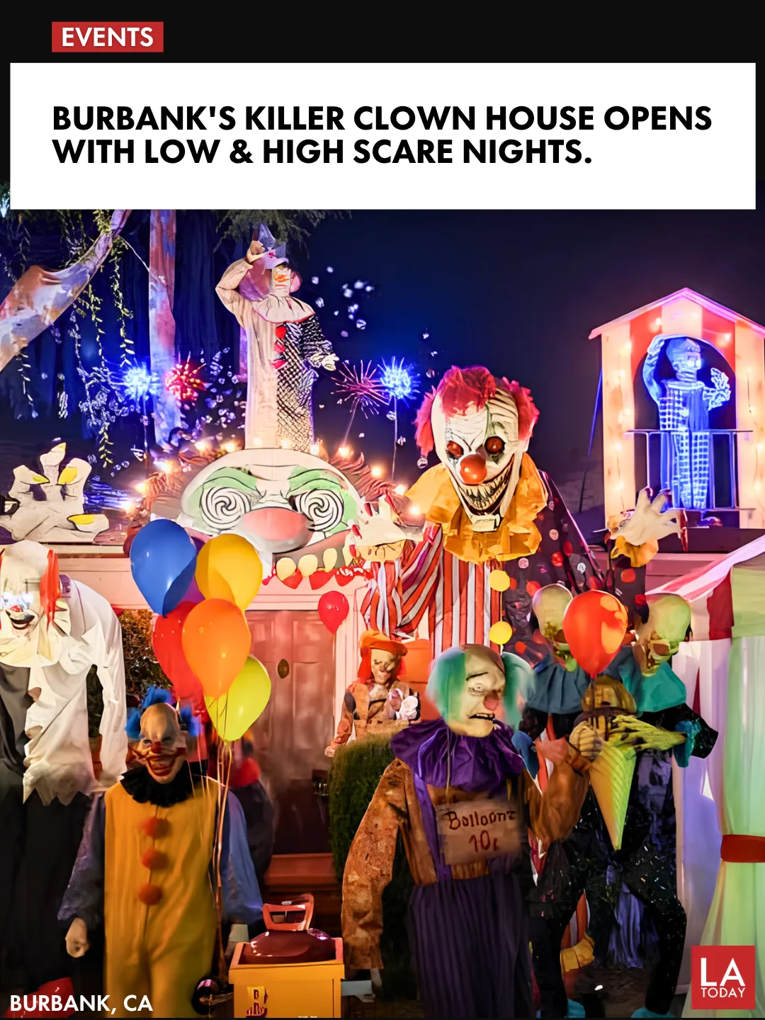 LA Today cover: Circus of Nightmares Turns a Burbank Front Yard Into a Killer Clown Show Through Halloween 2026