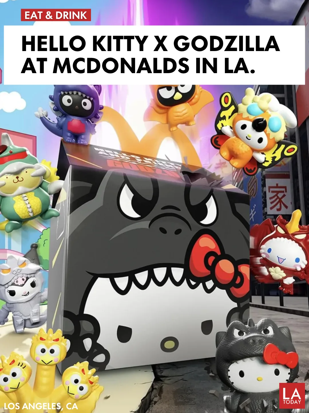 Hello Kitty and Friends x Godzilla Happy Meal toys at McDonald's