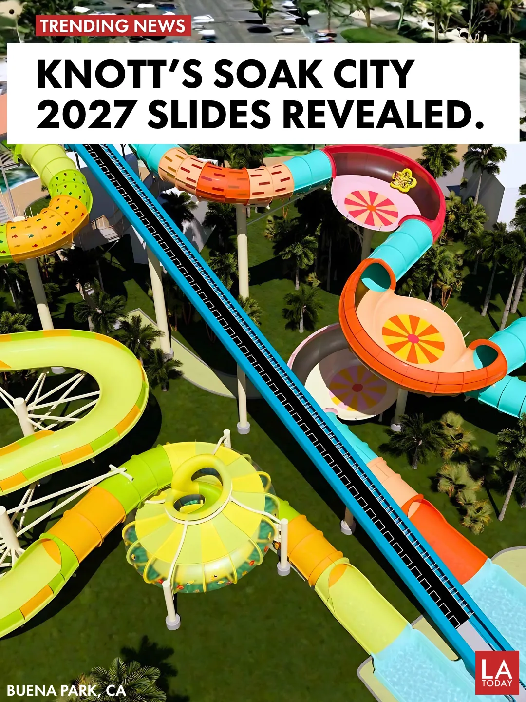 Rendering of the Coral Craze and Kelp Kraze raft slides at Knott's Soak City