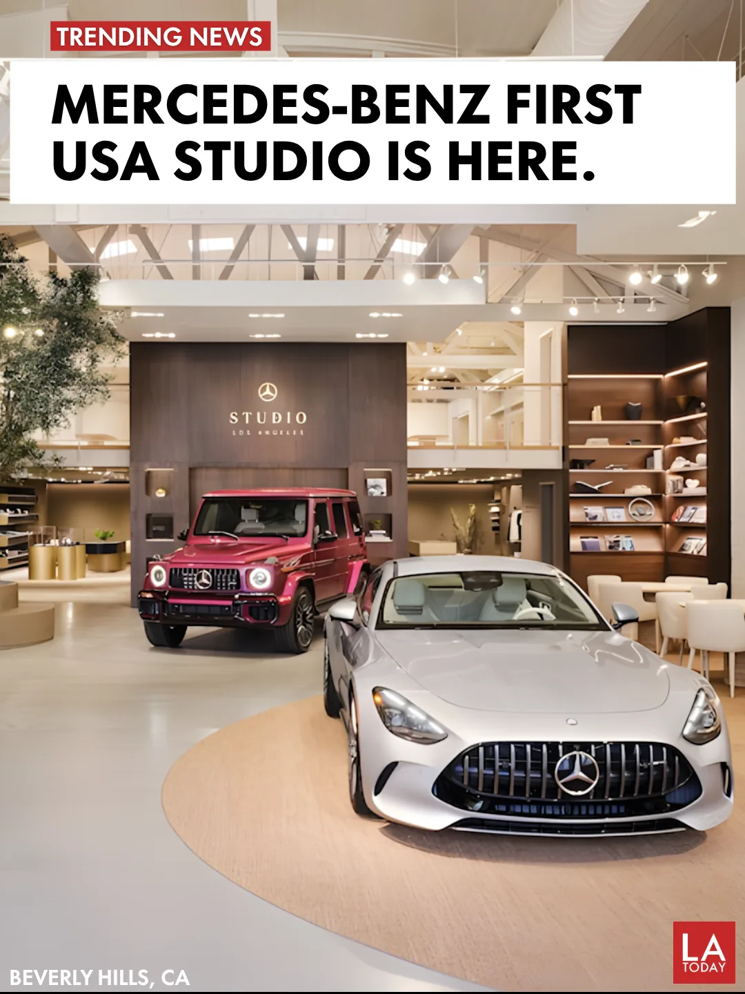 Interior of Mercedes-Benz Studio Los Angeles on North Beverly Drive in Beverly Hills