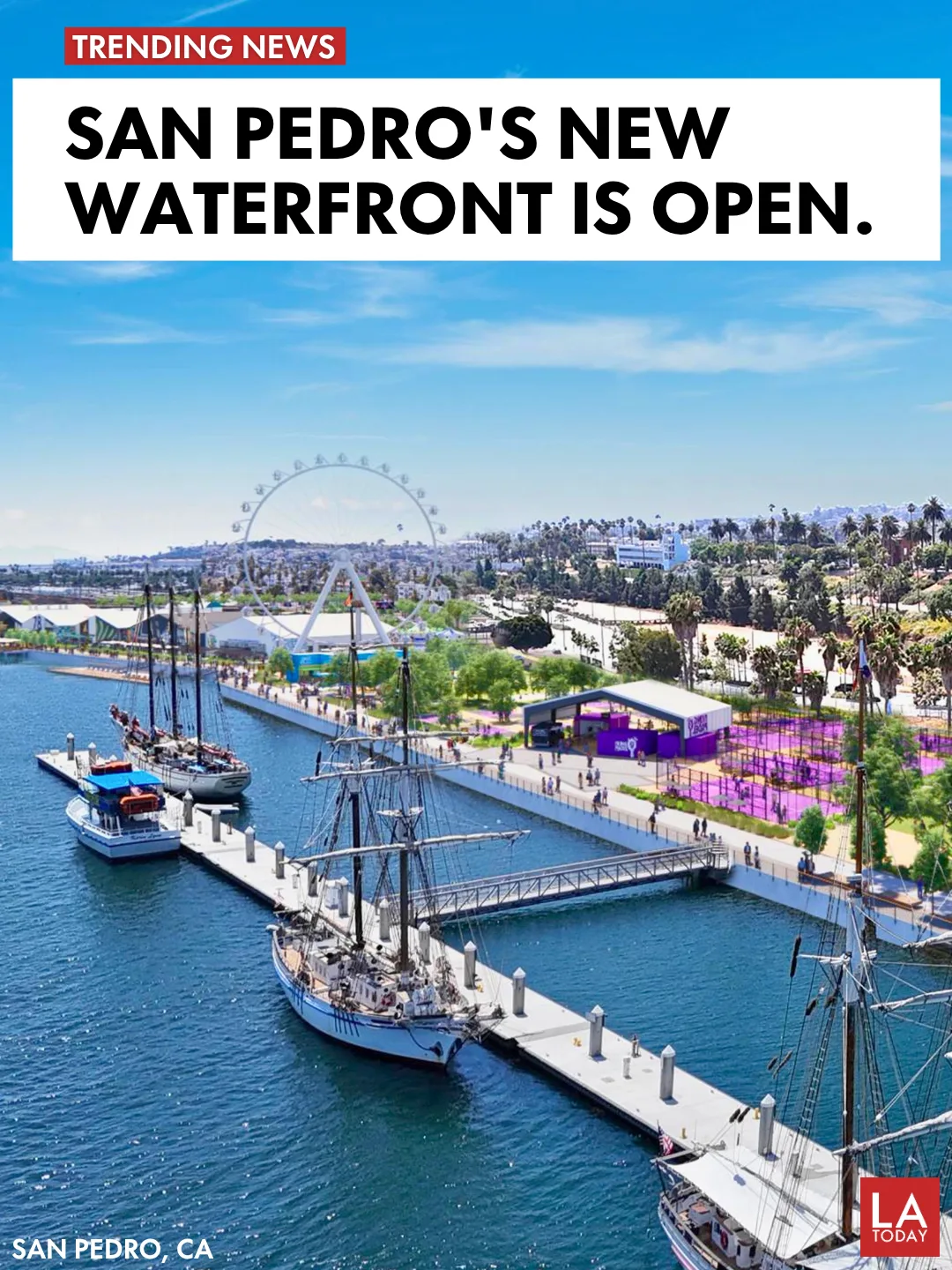 West Harbor waterfront promenade and marina in San Pedro, on the former Ports O' Call site