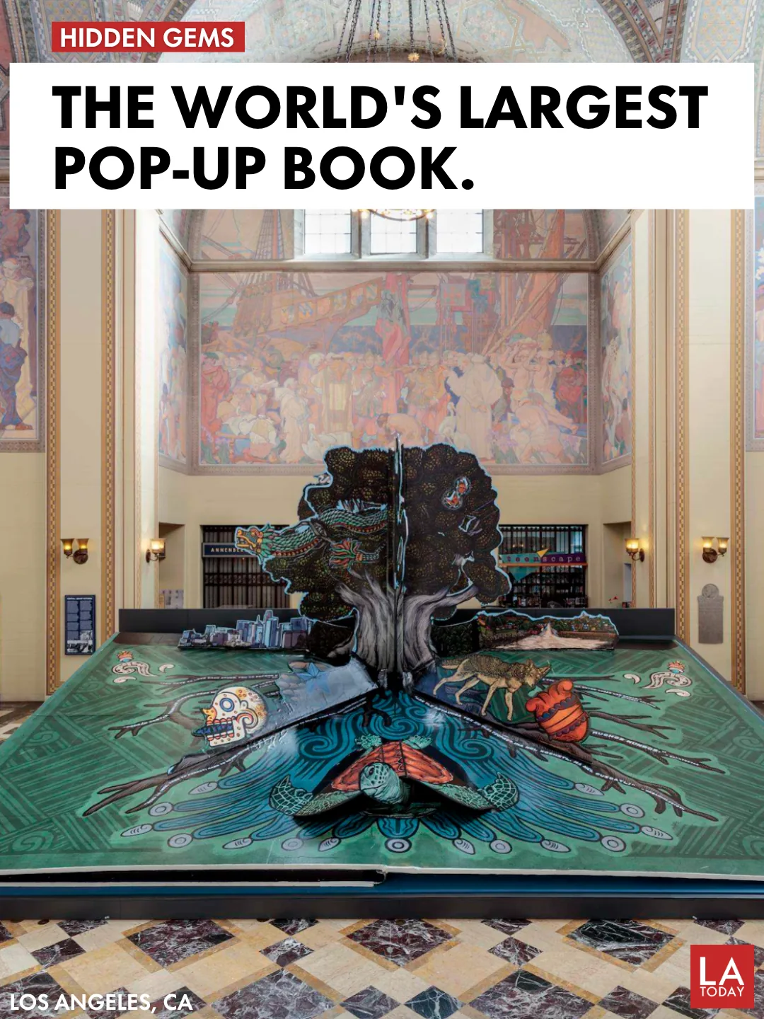 Luceros y Penumbras, the world’s largest pop-up book, in the Central Library Rotunda