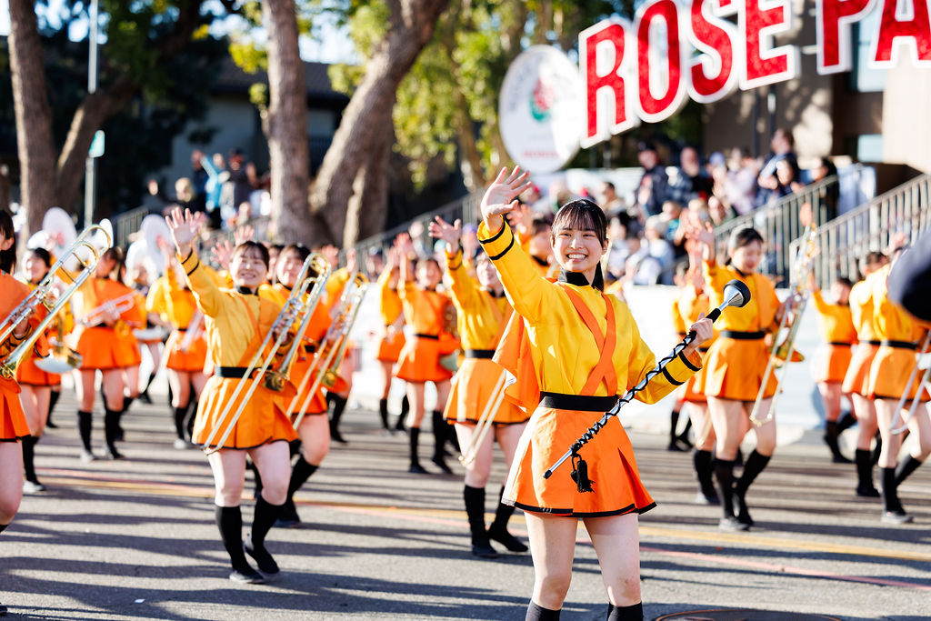 Runners along the Rose Parade route in Pasadena for the lululemon Run With the Roses 5K